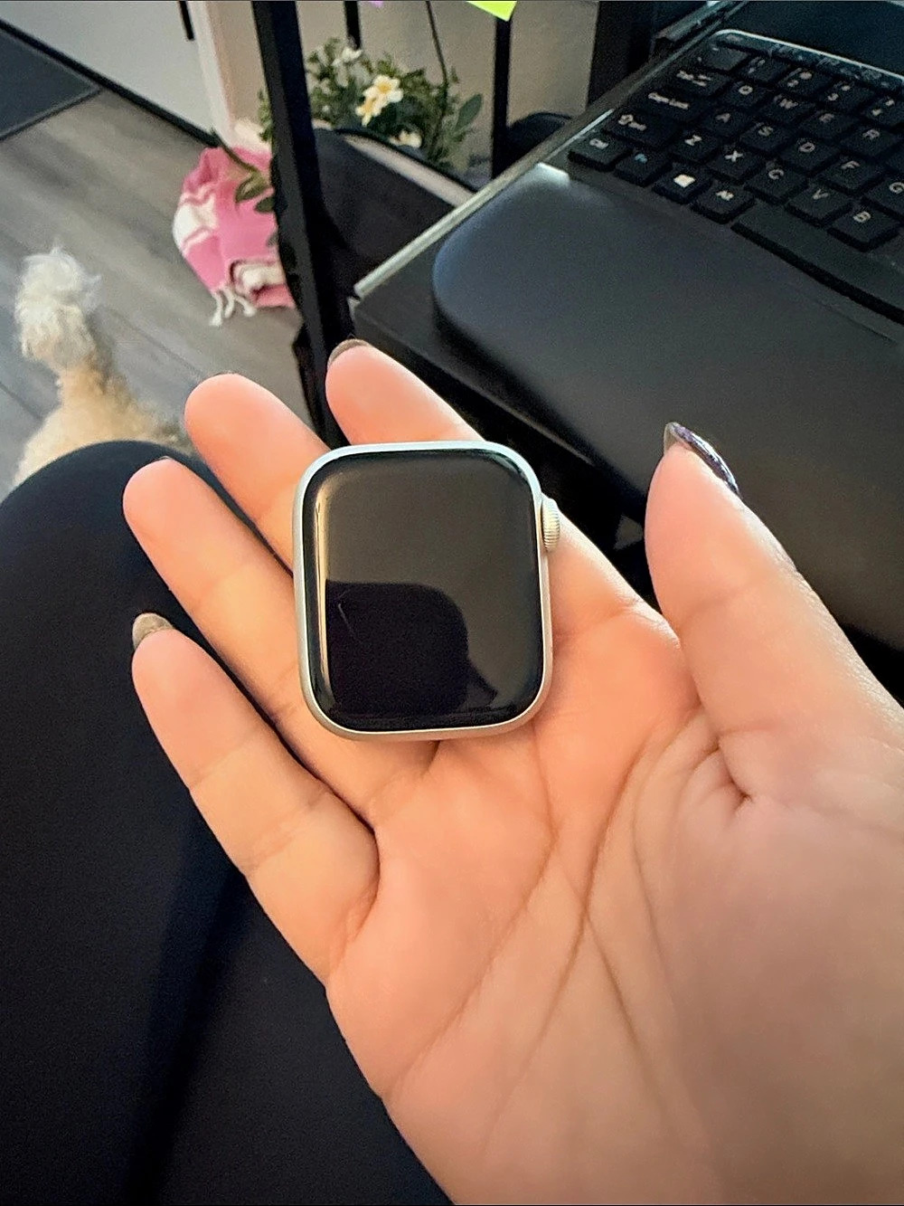 Apple Watch Series 7 (GPS + Cellular, 44mm) Silver & White